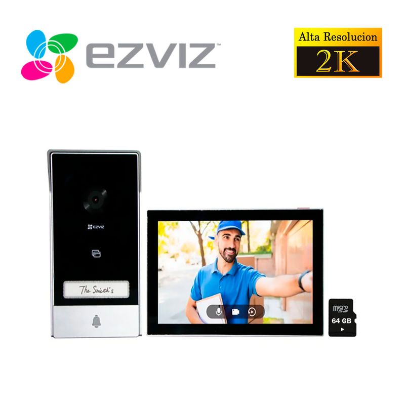 EZVIZ - Videoportero Doméstico Inteligente Ezviz HP7 2K Exterior + SD 64GB