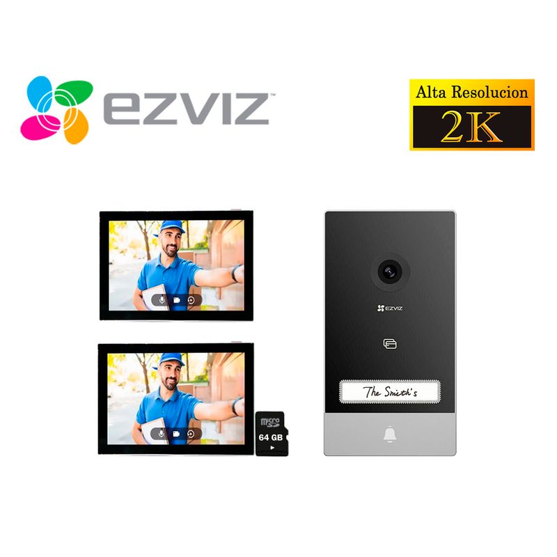 EZVIZ - Kit Videoportero Inteligente Ezviz HP7 2K Exterior + 1 Monitor 64GB