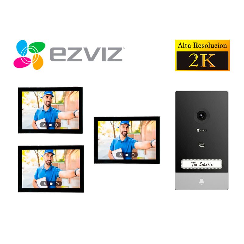 EZVIZ - Kit Videoportero Inteligente Ezviz HP7 2K Exterior + 2 Monitores