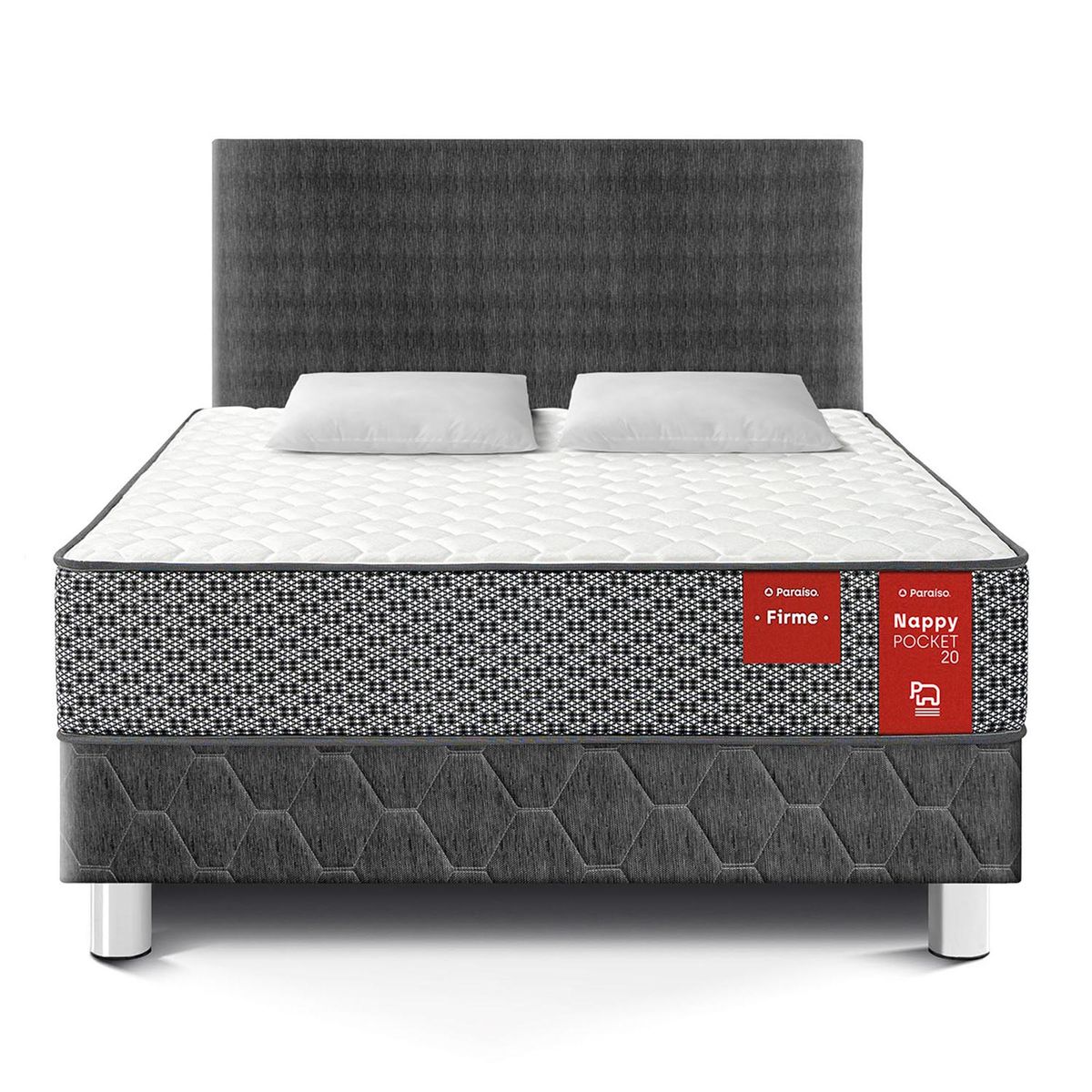 PARAISO - Dormitorio Nappy Pocket 20 Firme 2 Plazas + 2 Almohadas + Protector