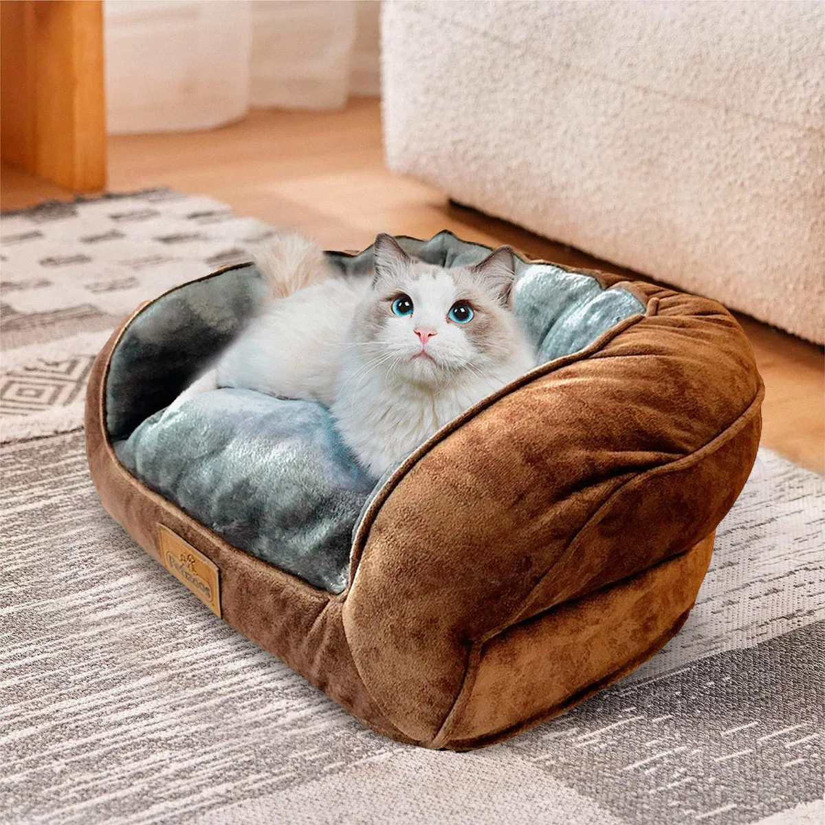 PETIZOOS - Sofá/Cama para Mascotas Marrón 18x55x44cm