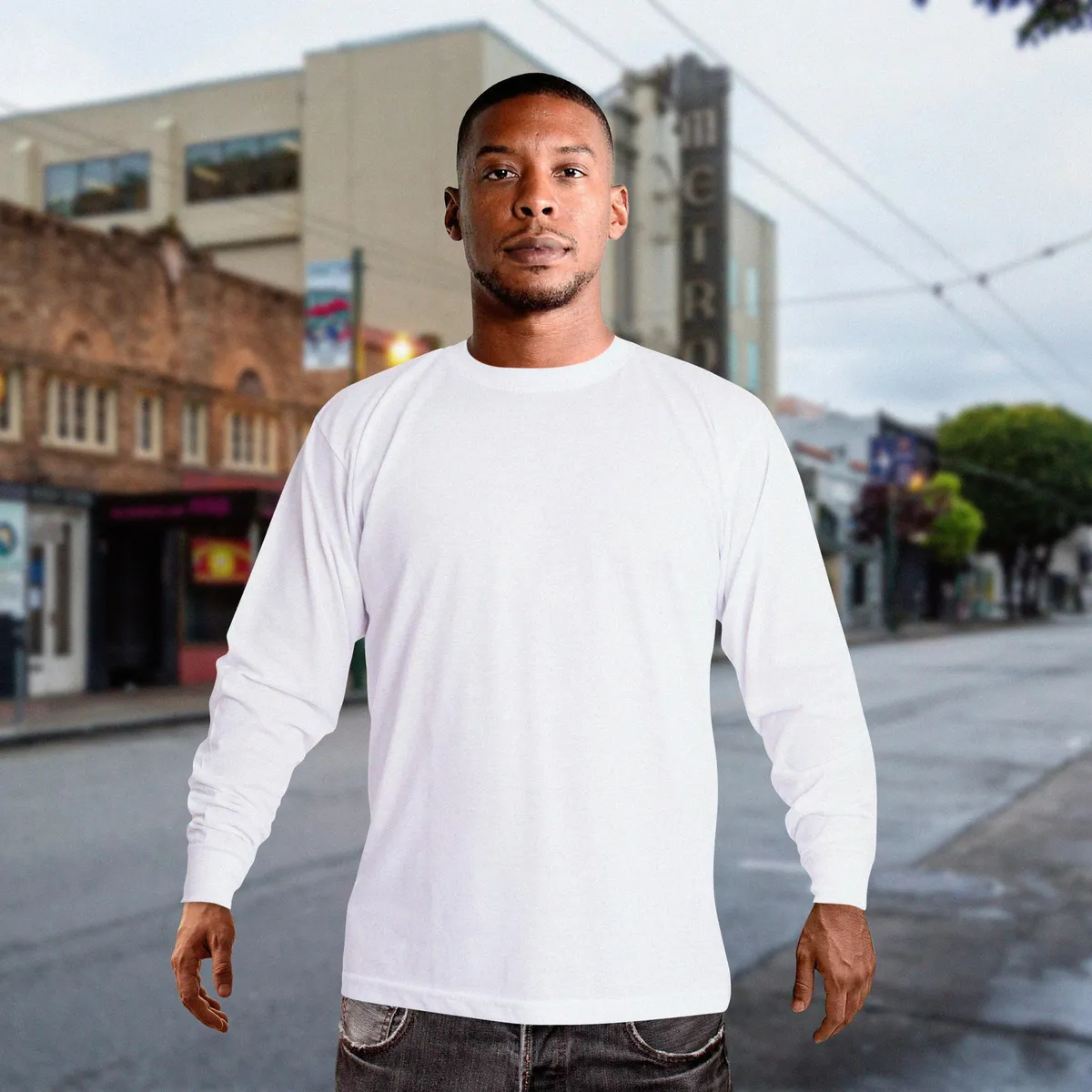  - Polo de Hombre Manga Larga Blanco