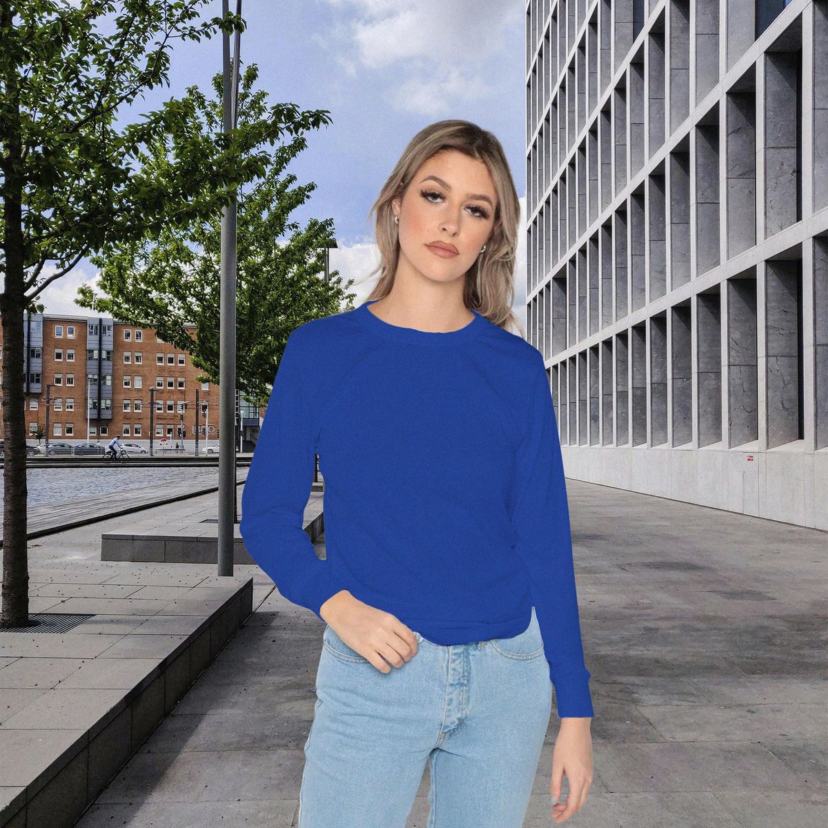  - Polo de Dama Manga Larga Azul