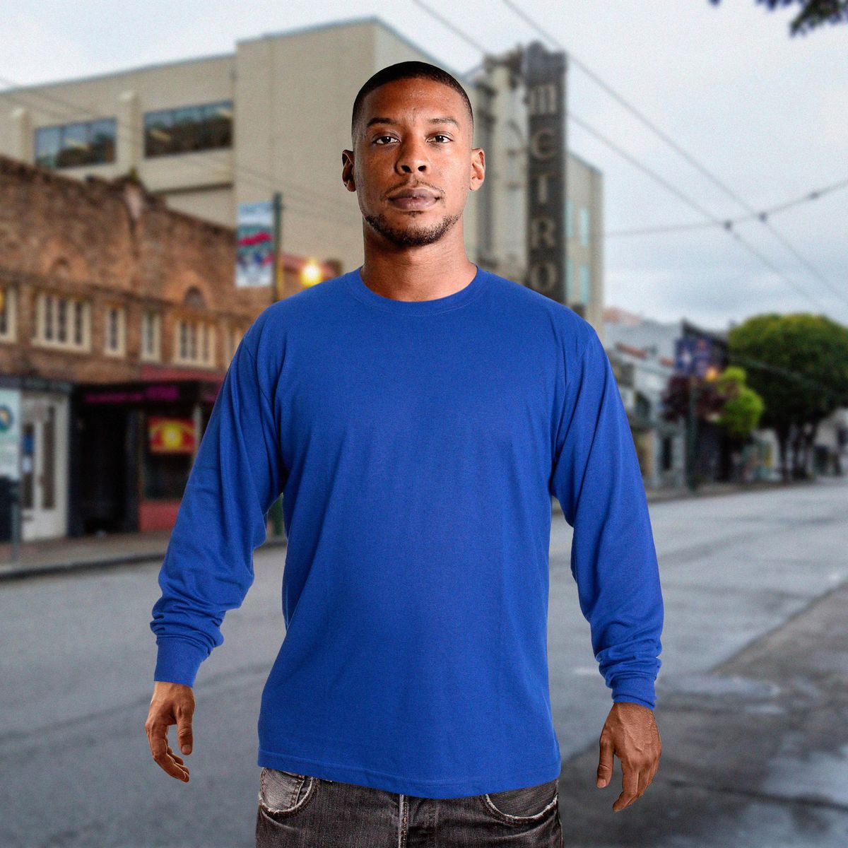  - Polo de Hombre Manga Larga Azul