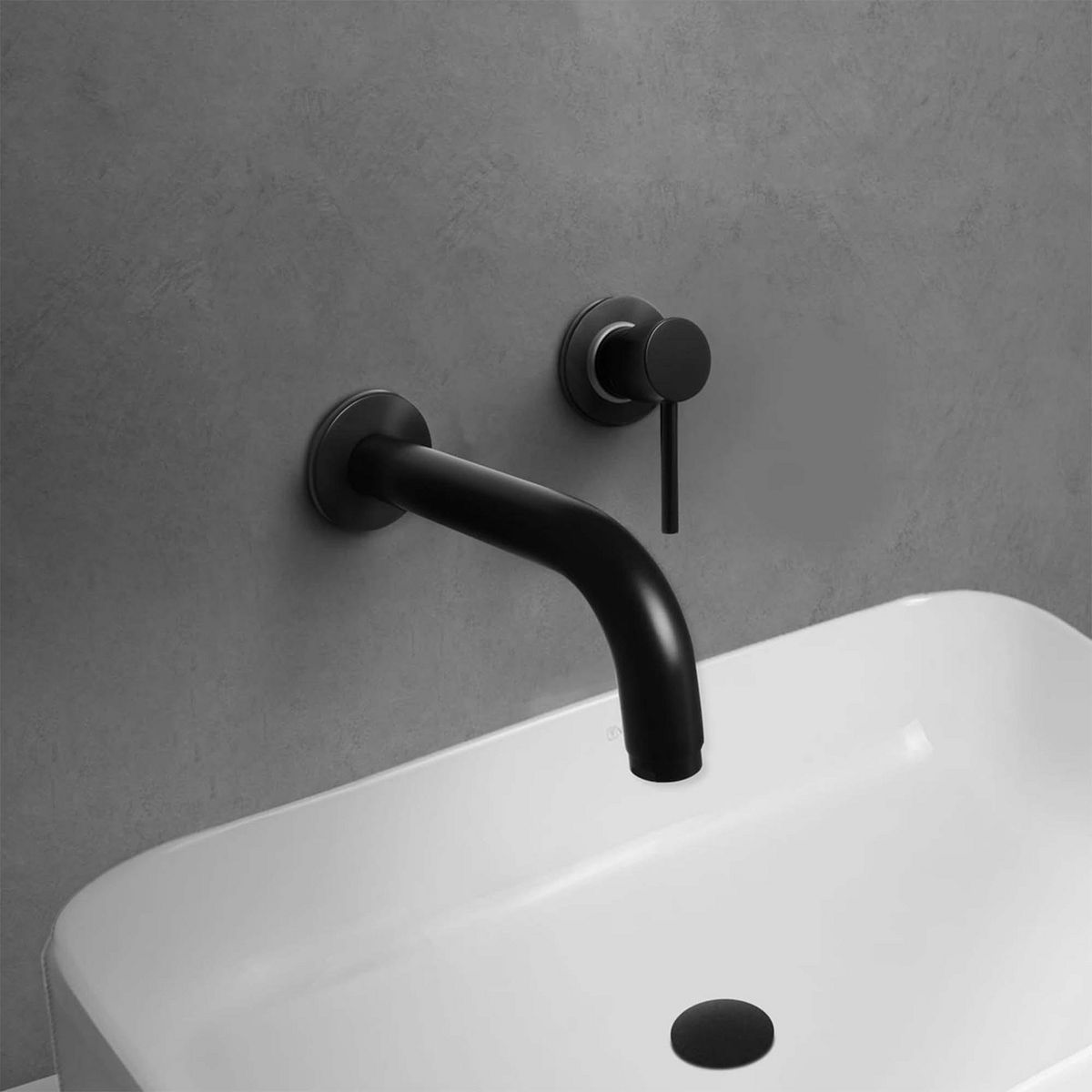 VAINSA - Llave de Lavatorio Monocomando a la Pared Lever Black