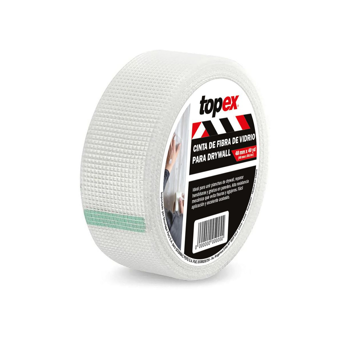 TOPEX - Cinta para Drywall Fibra de Vidrio Drywall Topex 2 X 36m