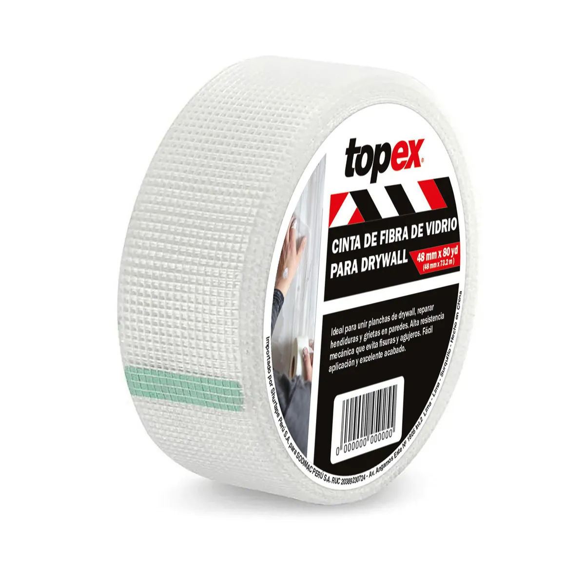 TOPEX - Cinta para Drywall Fibra de Vidrio Drywall Topex 2 X 73m