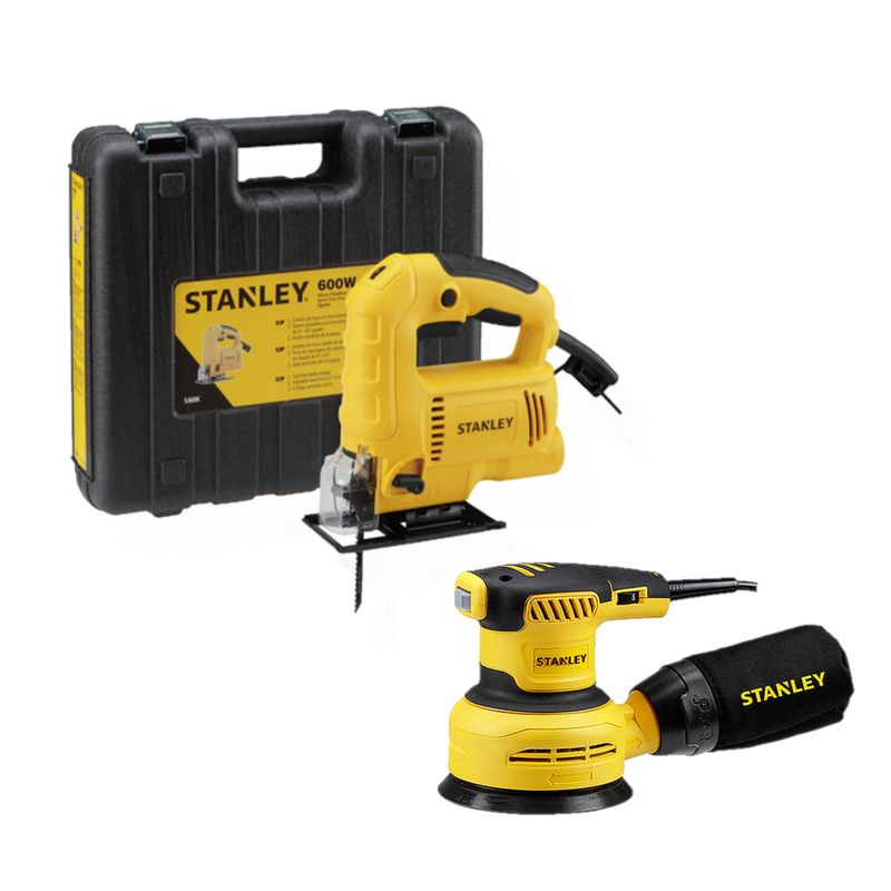 STANLEY - Kit Sierra Caladora  Stanley 600W SJ60K + Lijadora Roto Orbital Eléctrica Stanley 300W SS30