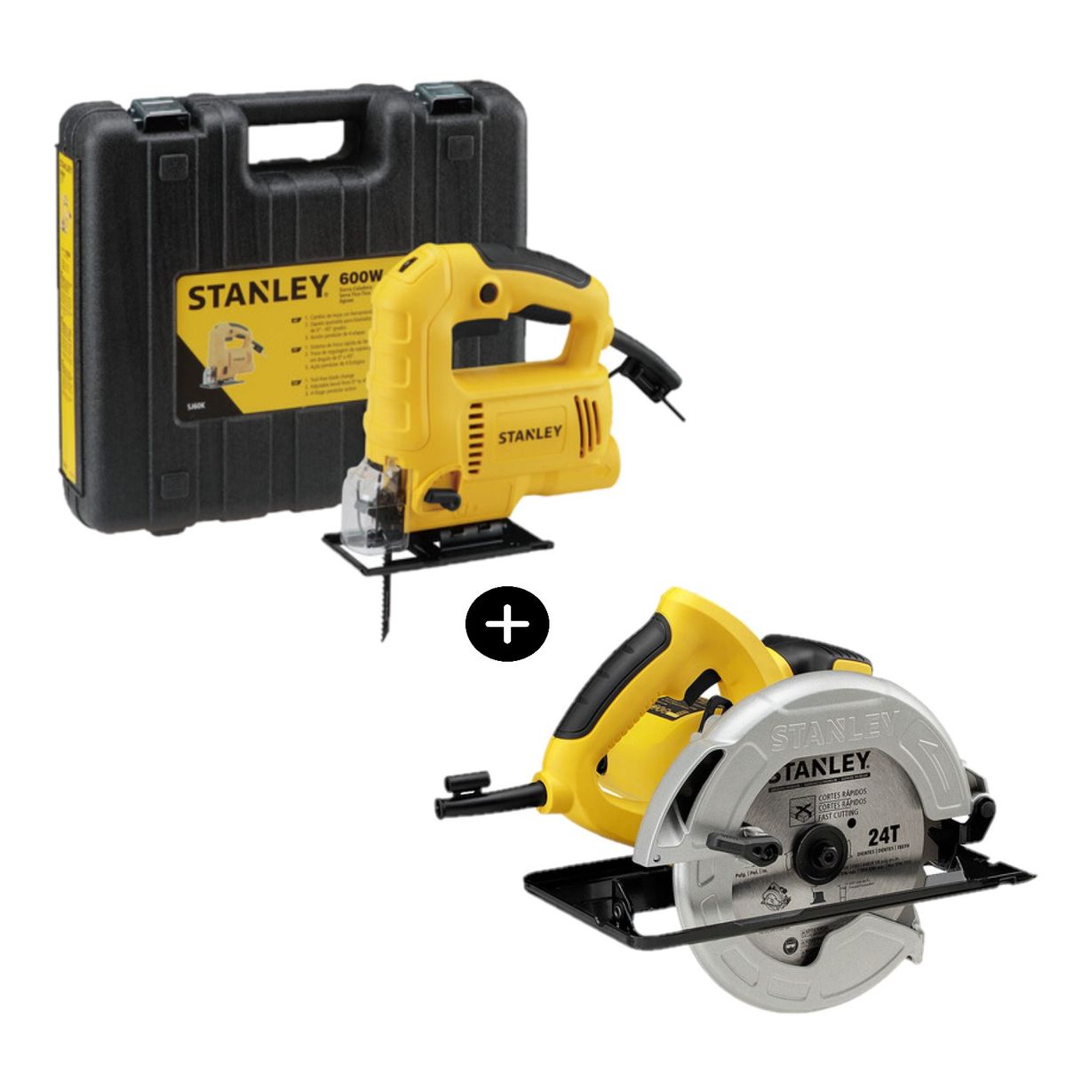 STANLEY - Kit Sierra Caladora Stanley 600W SJ60K + Sierra circular Stanley 7 1/4" 1600W SC16