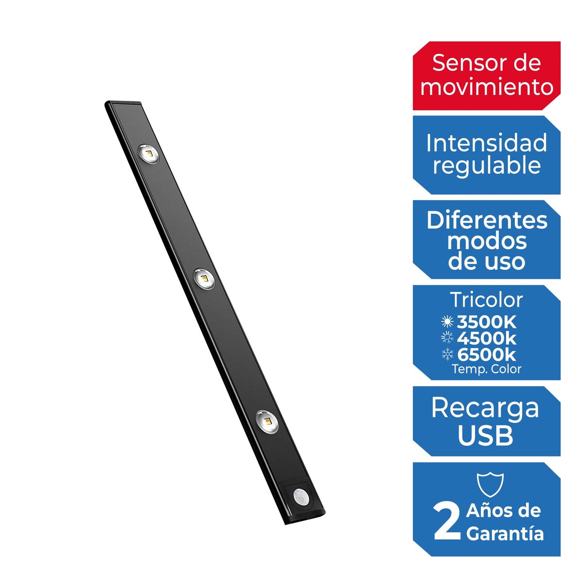  - Undercabinet Slim sin Movimiento Negro