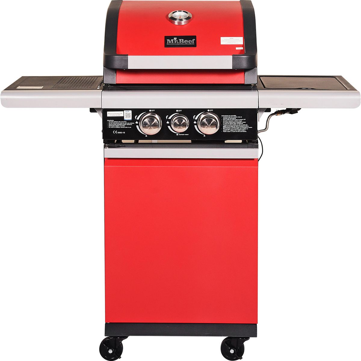 MRBEEF - Parrilla a Gas 110x142x57cm 2 Quemadores + 1 Quemador Lateral