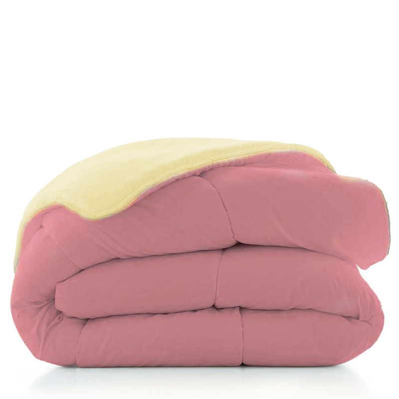  - Edredón Sherpa 1.5 Plazas Rosado/Beige