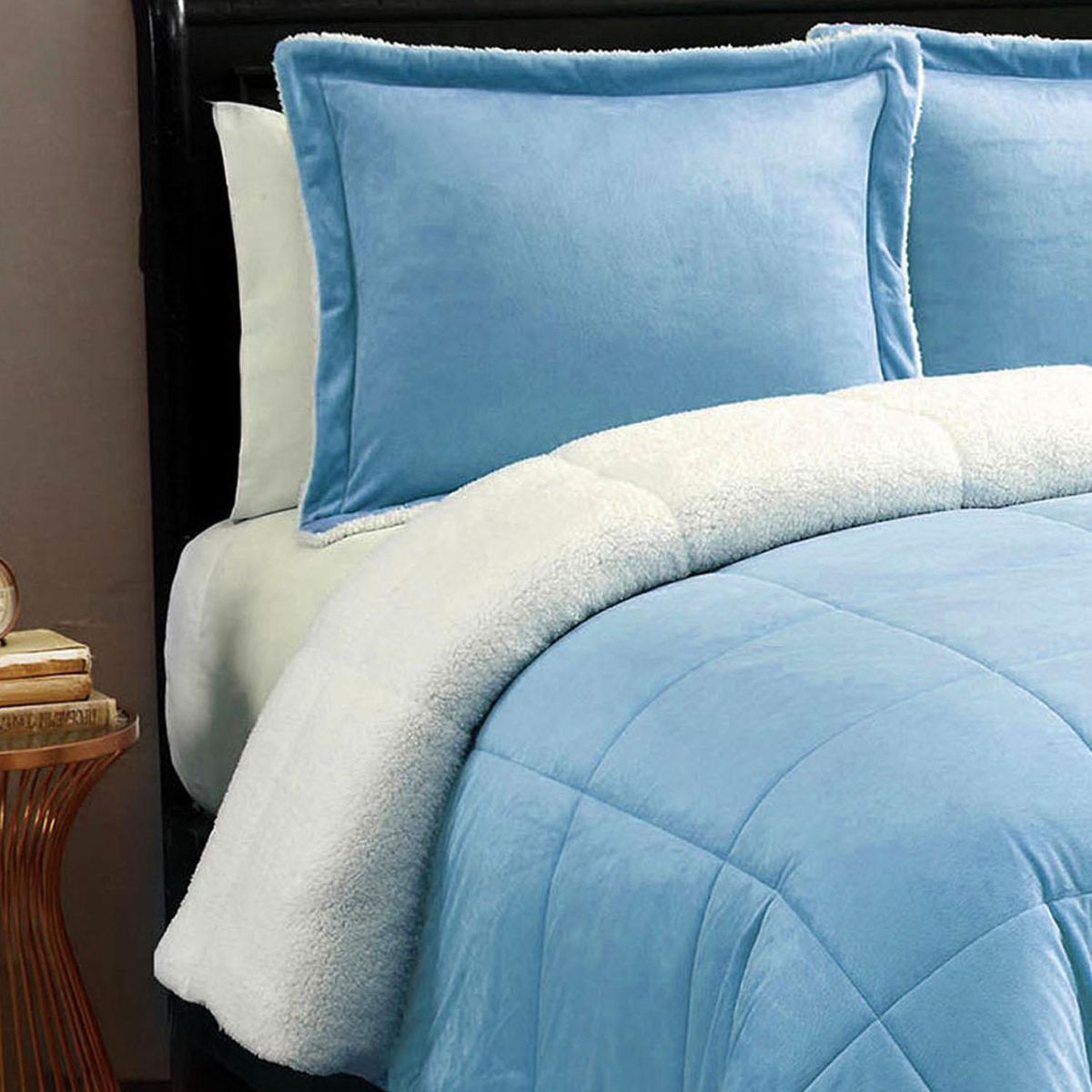 HC JUST HOME COLLECTION - Edredón Sherpa 1.5 Plazas Celeste