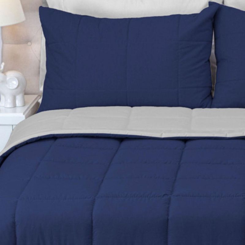  - Edredón Bicolor 1.5 Plazas Azul/Gris