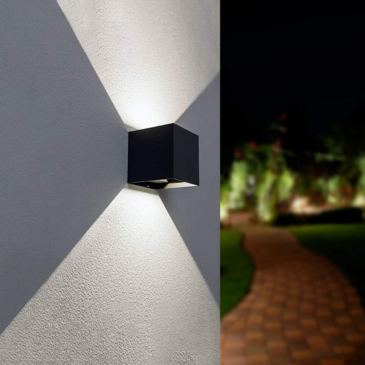 ILUMA - Braquete de Pared Exterior Led Negro Cuadrado 10W Tricolor