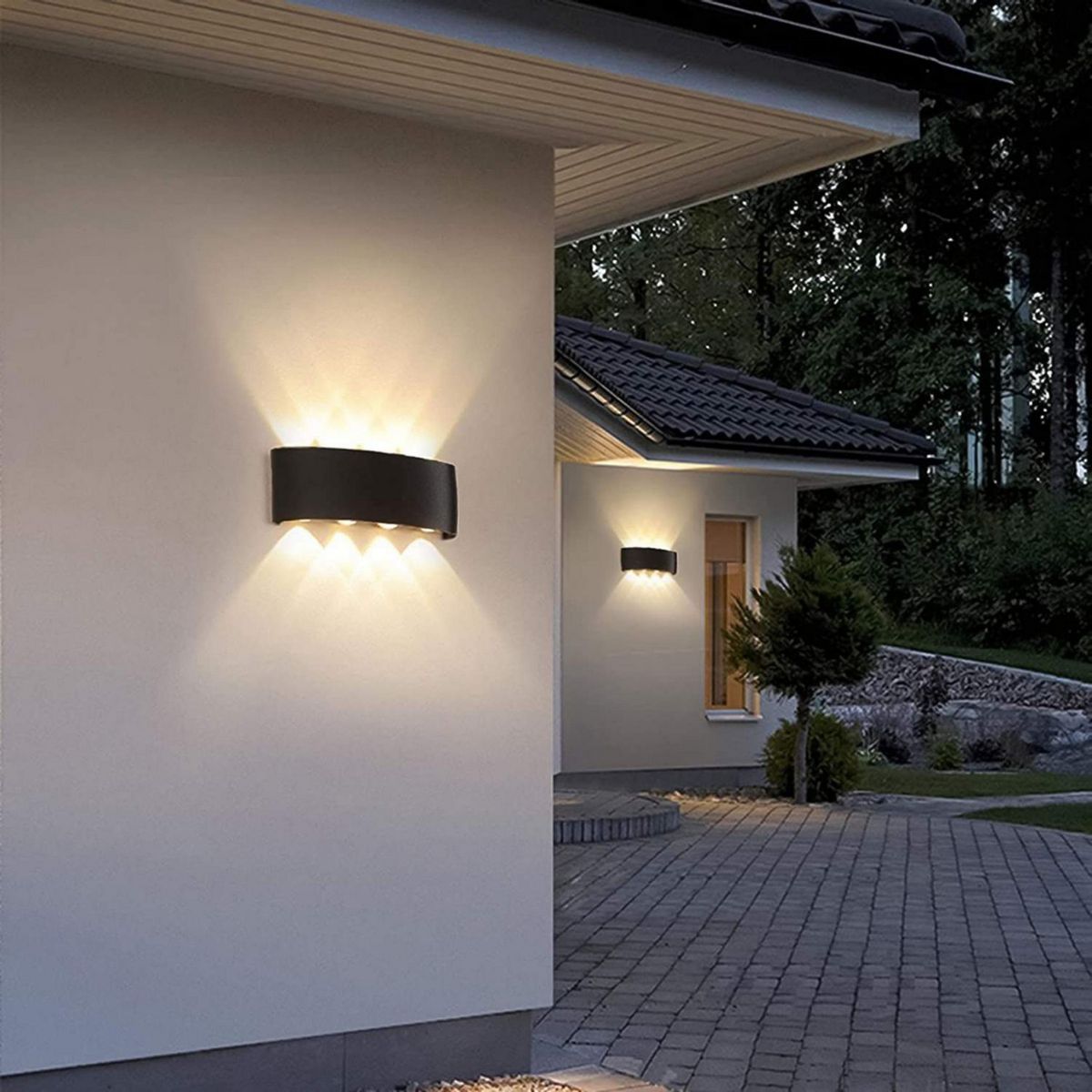 ILUMA - Braquete de Pared Exterior Dual Ovalado 8W Luz Cálida