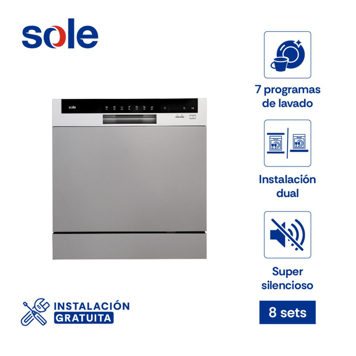 SOLE - Lavaplatos Sole Silver 8 Sets