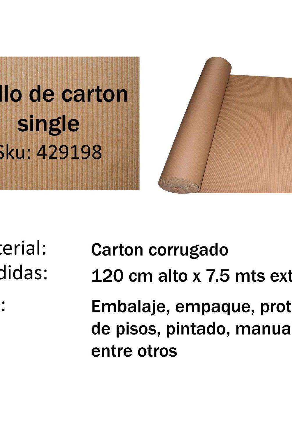  - Cartón Corrugado 1.2x7.5 m.