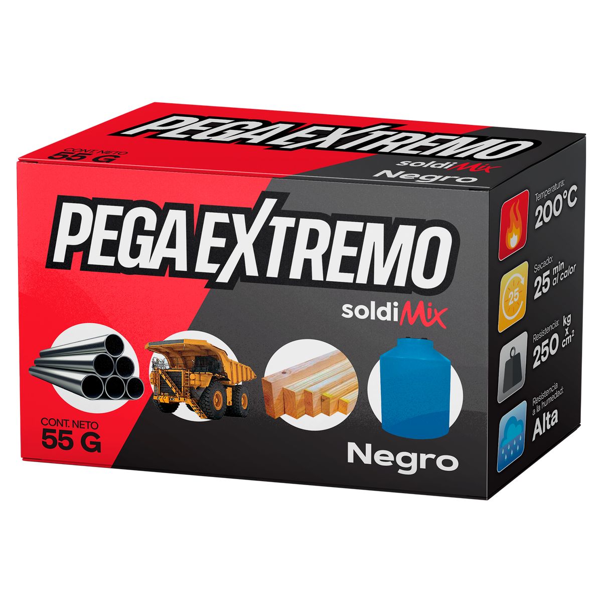 SOLDIMIX - Pegamento Epoxico Pega Extremo Soldimix Negro 55G