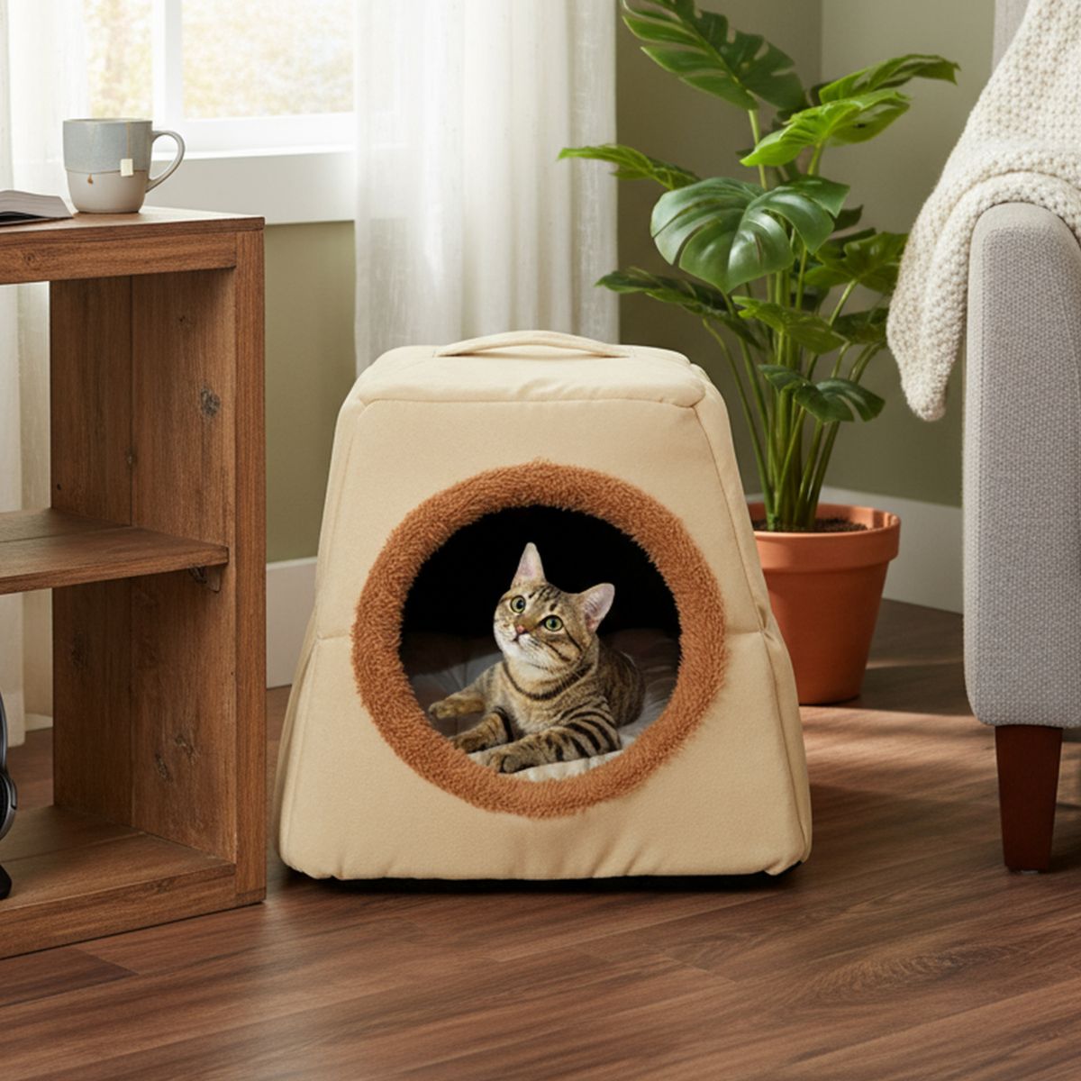 PETIZOOS - Cama para Gatos Tipo Cueva 44x43x47cm