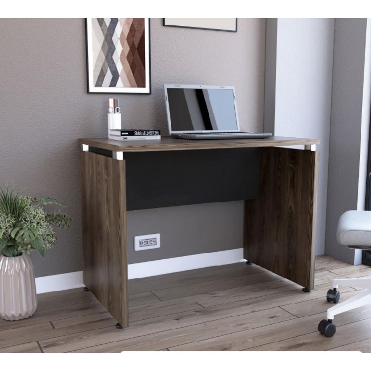 TUHOME - Escritorio Home Office Negro/Coñac