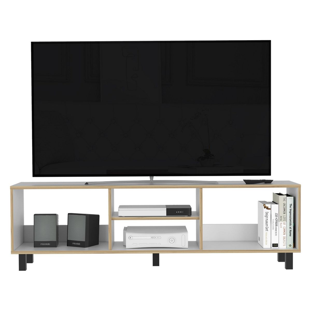 TUHOME - Mesa de TV 70" Nomik Blanco/Duna