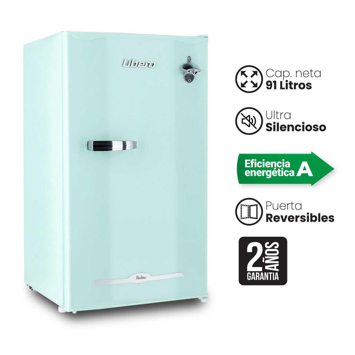 LIBERO - Frigobar LFB-90M Retro 91L Menta Libero