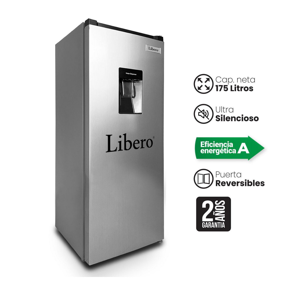LIBERO - Refrigeradora LROD-190DFIW 175L Gris Libero