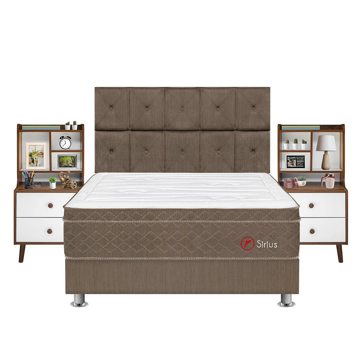 FORLI - Dormitorio Sirius Queen + Velador con Repisa Fashion