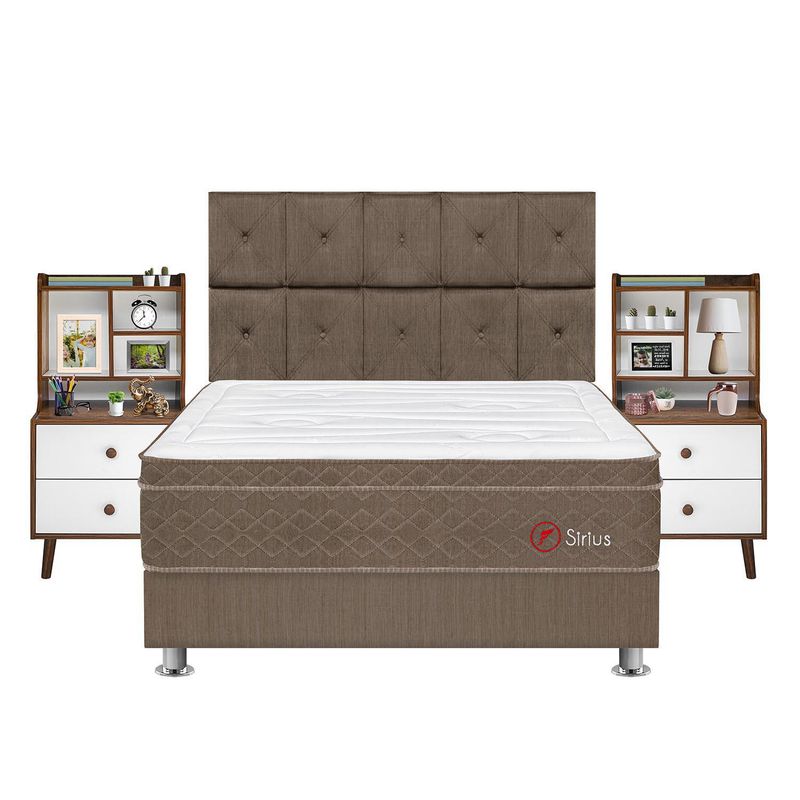 FORLI - Dormitorio Sirius Queen + Velador Con Repisa Fashion