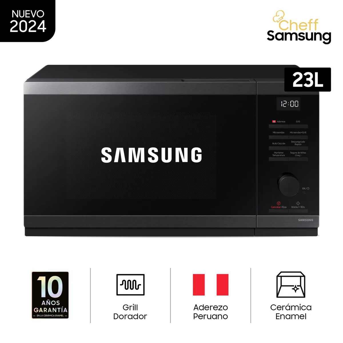 SAMSUNG - Horno Microondas Cheff Samsung 23L MG23DG4524AGPE con Dorador