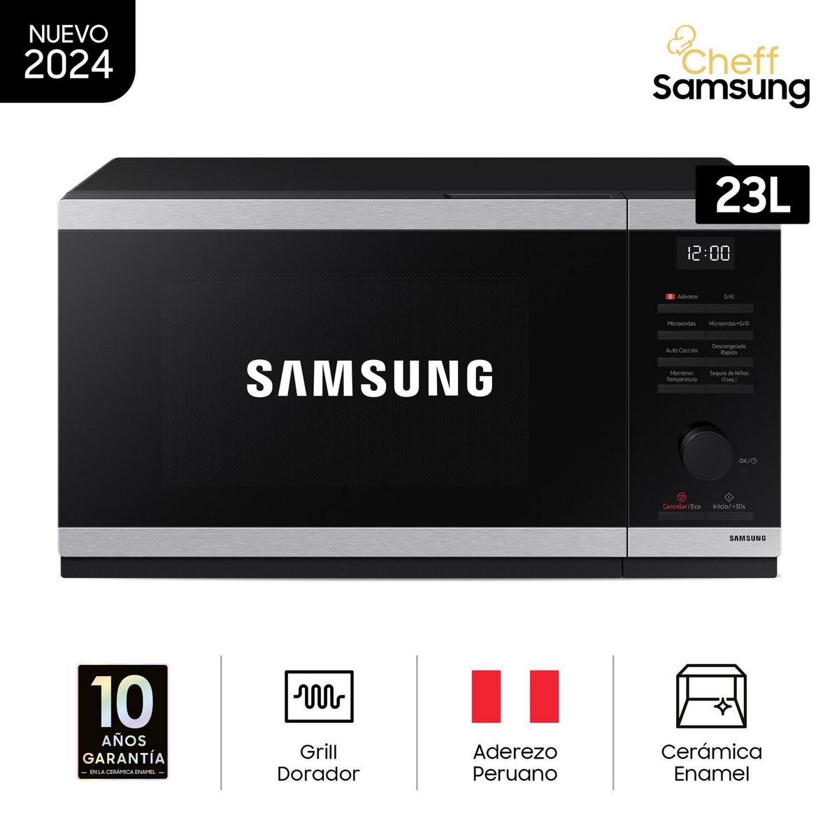 SAMSUNG - Horno Microondas Samsung 23L 800W MG23DG4524ATPE