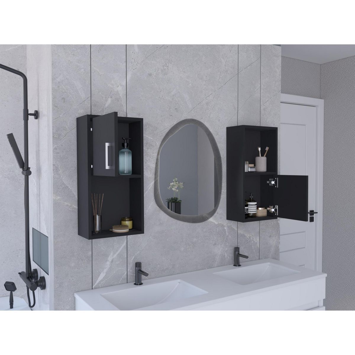 TUHOME - Mueble de Baño Auxiliar x2 Wengue