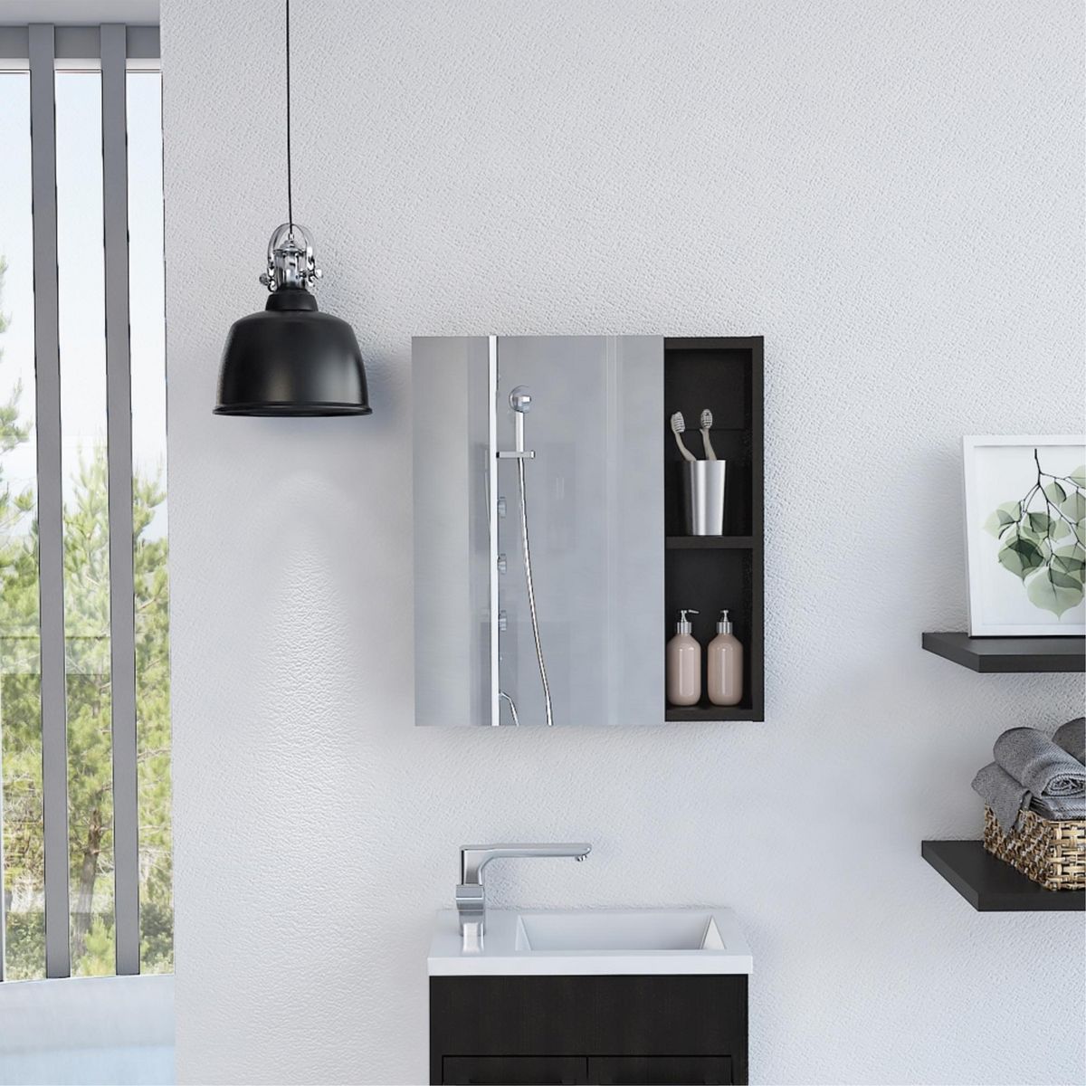 TUHOME - Botiquín Manchester Espejo Wengue