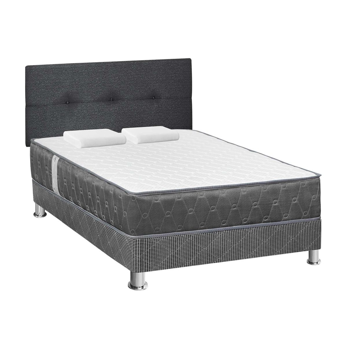 FORLI - Dormitorio Acqua 2 Plazas + 2 Almohadas + Protector Gris