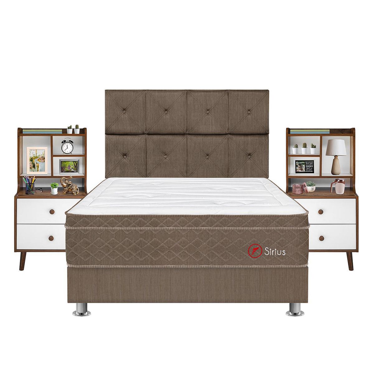 FORLI - Dormitorio Sirius 2 Plazas + Velador Repisa Fashion