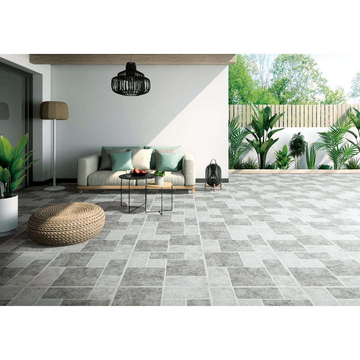 KLIPEN - Gres Porcelanico Gris Oscuro Rustico 60x60cm 1.44m2 Patio mix
