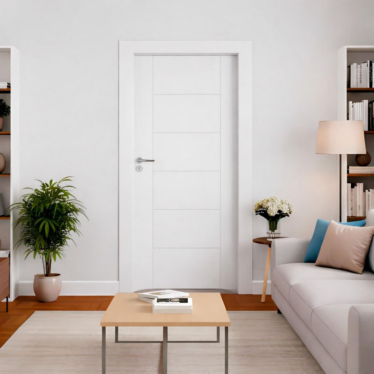 PAMA - Combo Puerta Interior Contraplacada HDF Ruteada Opera Blanco (Marco + Bisagras)