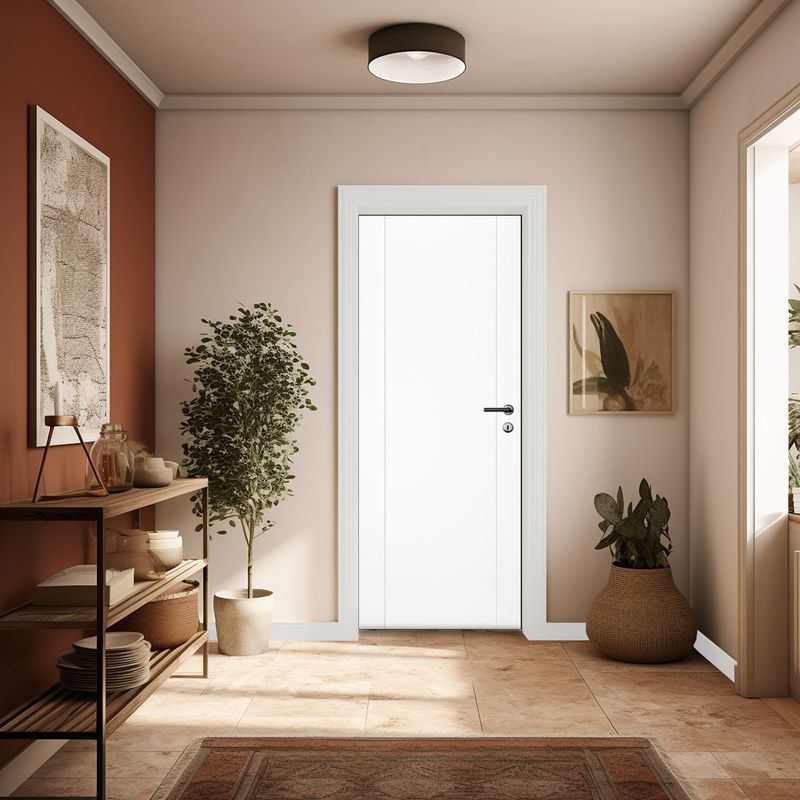 PAMA - Combo Puerta Interior HDF Lisa Blanco RT Selva, 40x850x2070 mm. Marco Incluido 32x59x2125 mm.