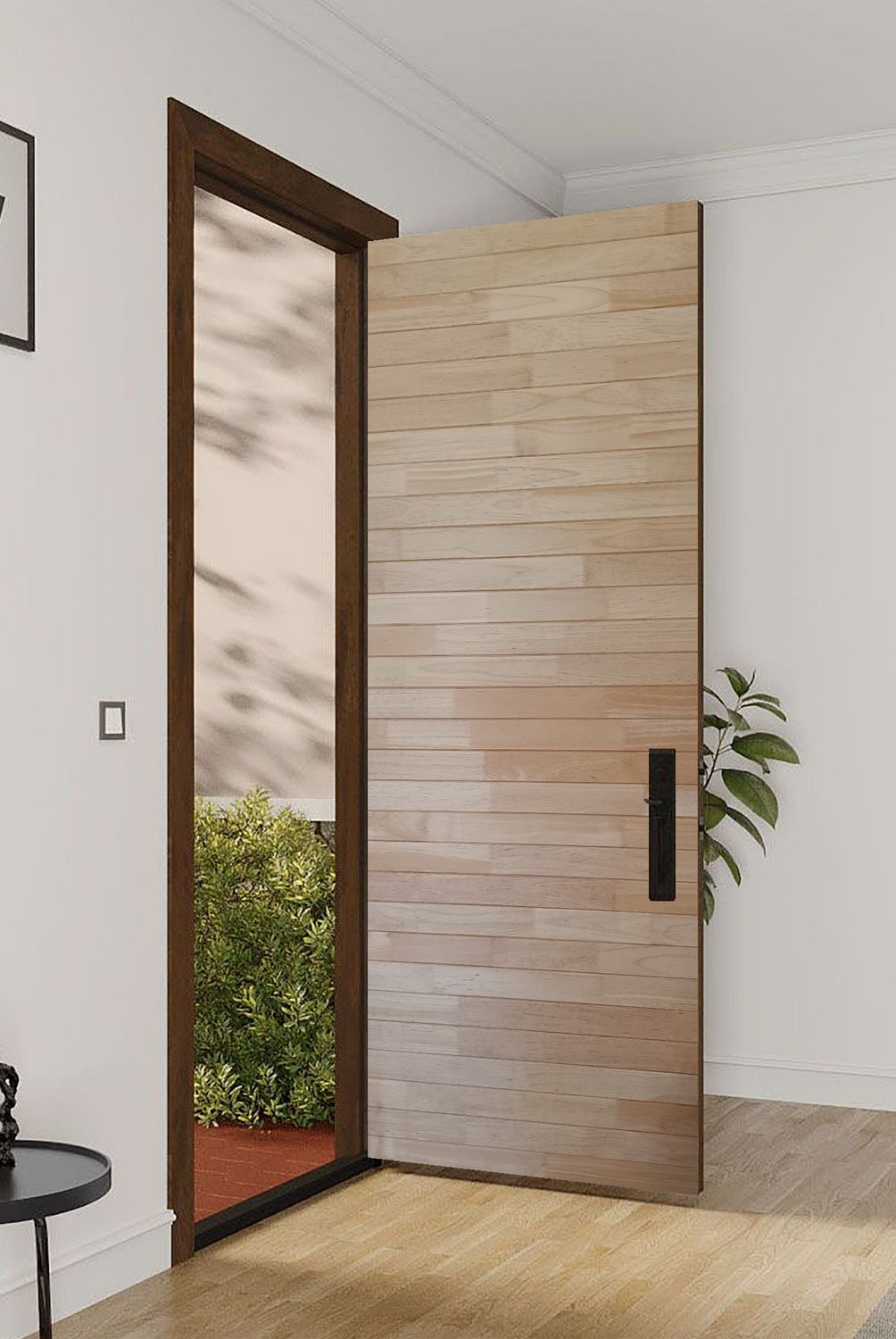 PAMA - Puerta de Madera Principal de Pino Machimbrado Natural 45x850x2070 mm
