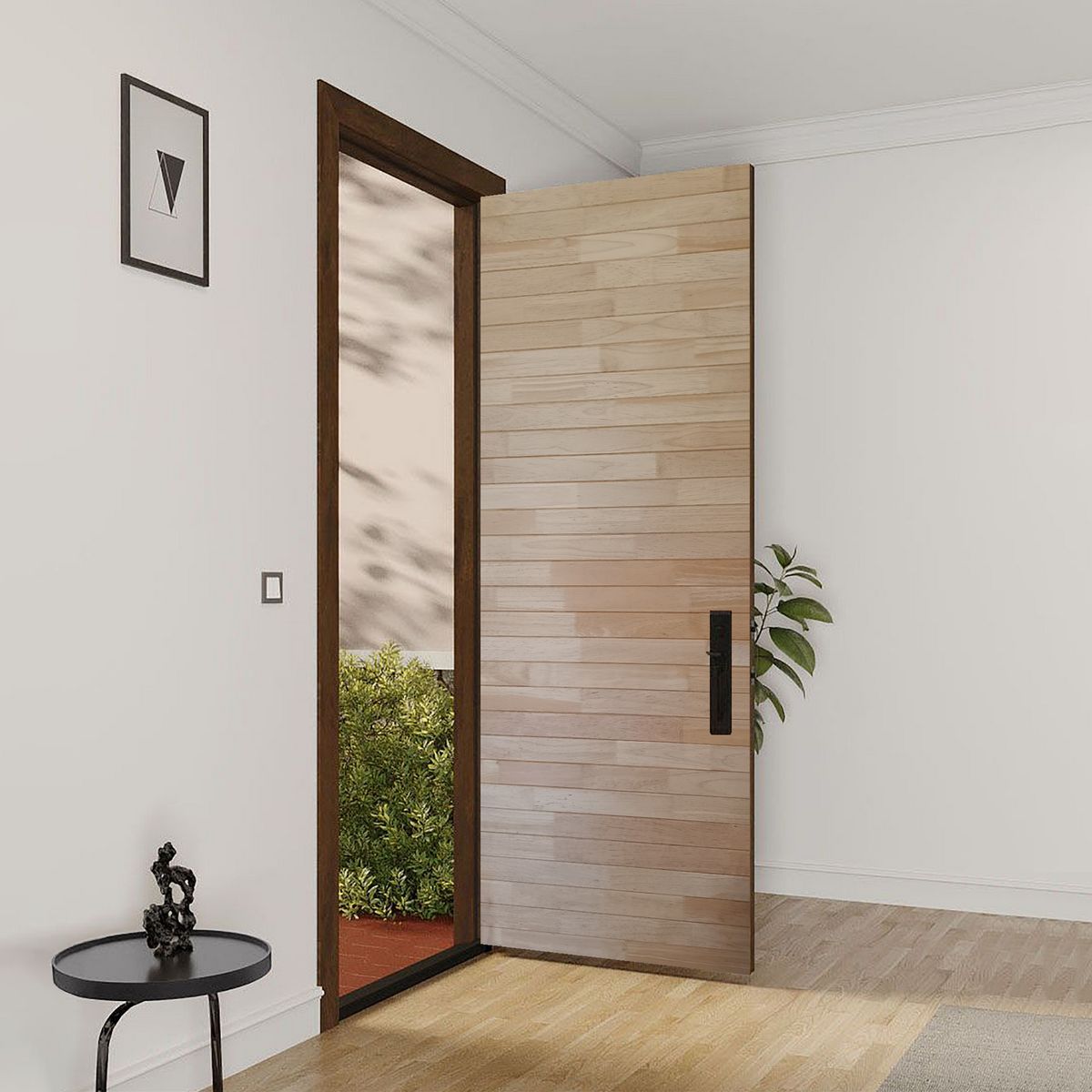 PAMA - Puerta de Madera Principal de Pino Machimbrado Natural 45x950x2070 mm