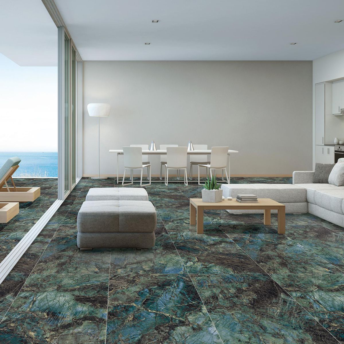 KLIPEN - Porcelanato Verde 60x60cm 1.44m2 Marmolado Alto brillo Tulum