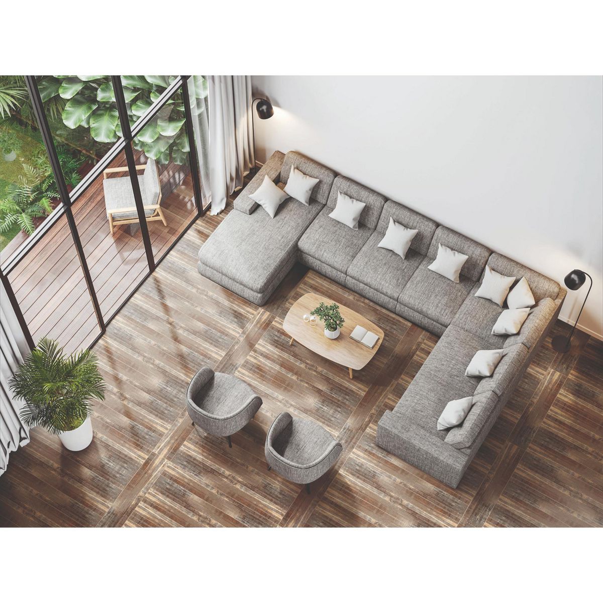 KLIPEN - Porcelanato Gris Oscuro 20x120cm 1.20m2 Maderado Brillante Berrywood