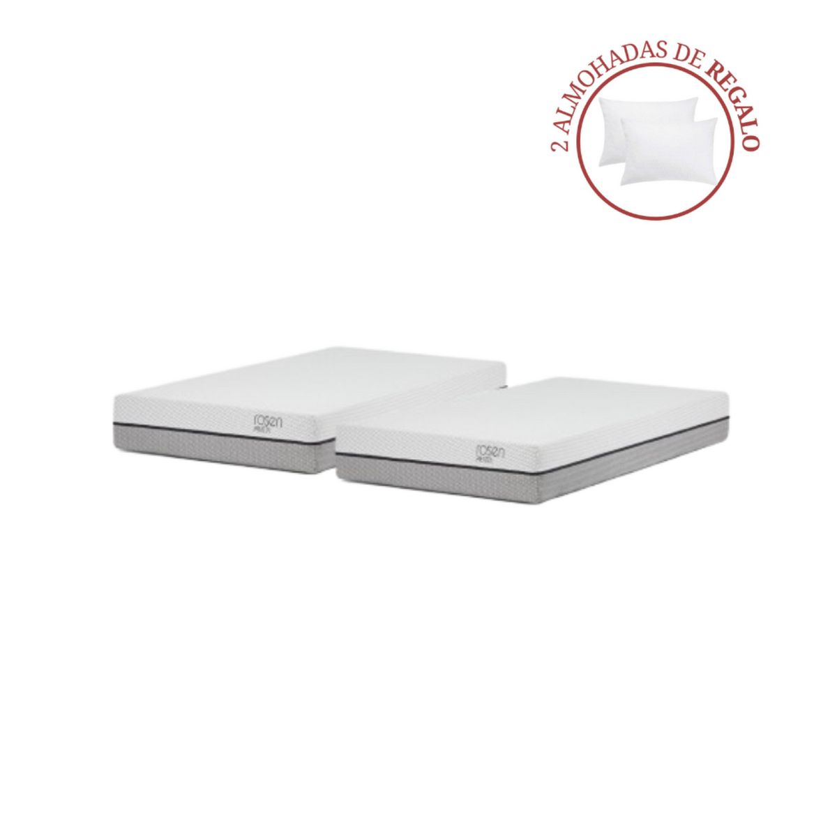 ROSEN - Combo 2 Colchón Pratta 1.5 Plazas + 2 Almohadas