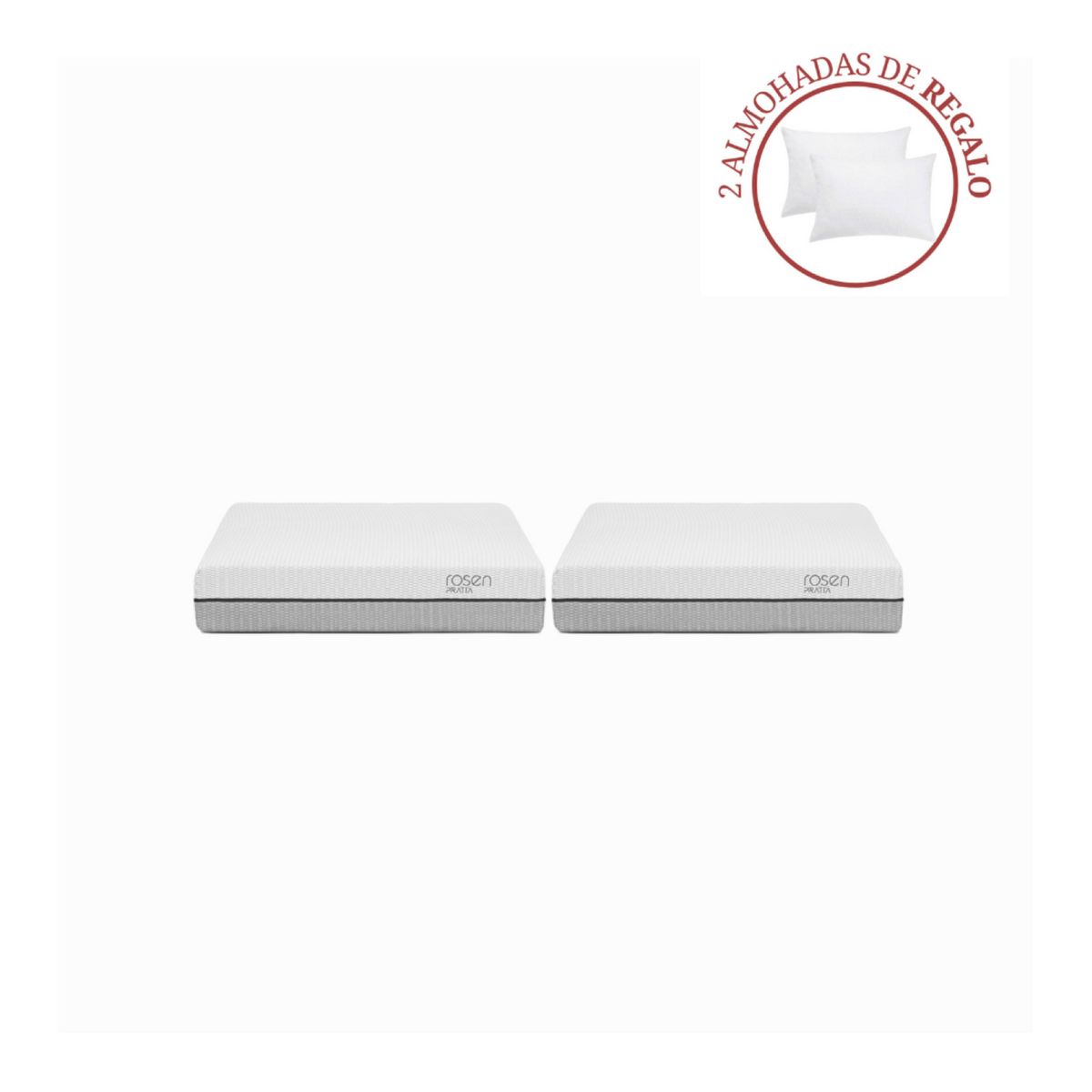 ROSEN - Combo 2 Colchón Pratta 1.5 Plazas + 2 Almohadas