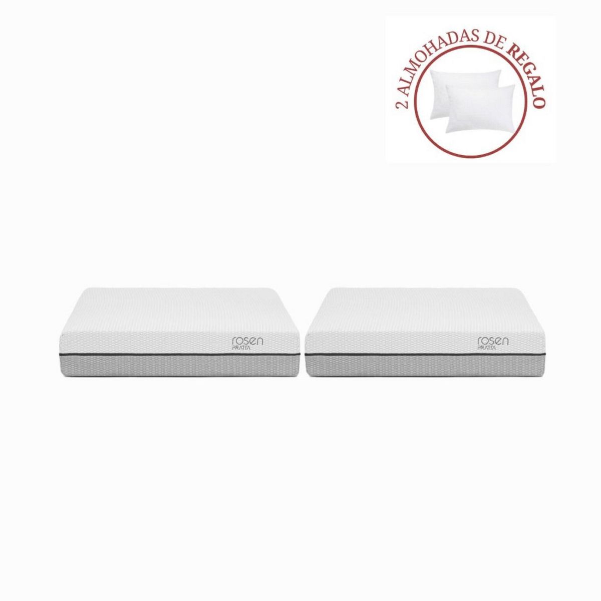 ROSEN - Combo 2 Colchón Pratta 2 Plazas + 2 Almohadas