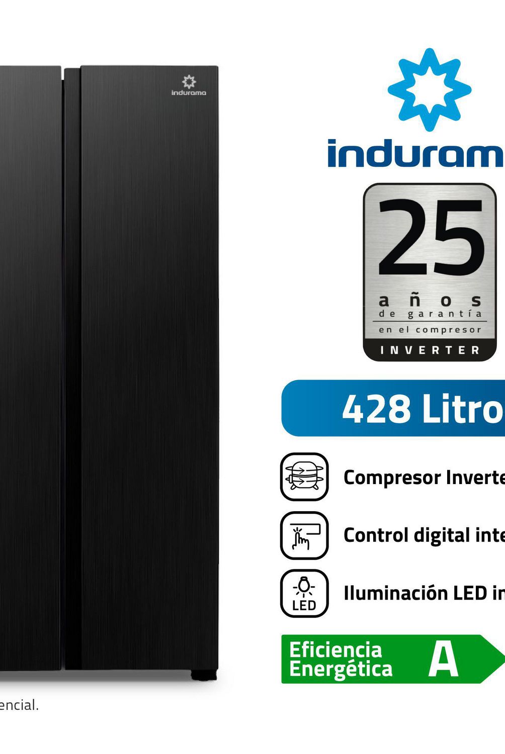 INDURAMA - Refrigeradora Indurama 428L Side By Side 2 Puertas RI-769N