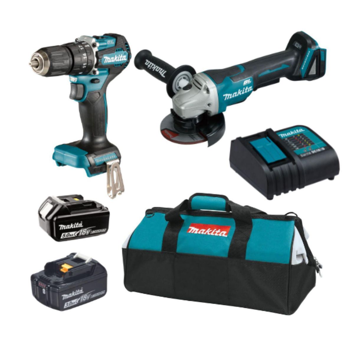MAKITA - Kit Taladro Amoladora Makita Con Batería 