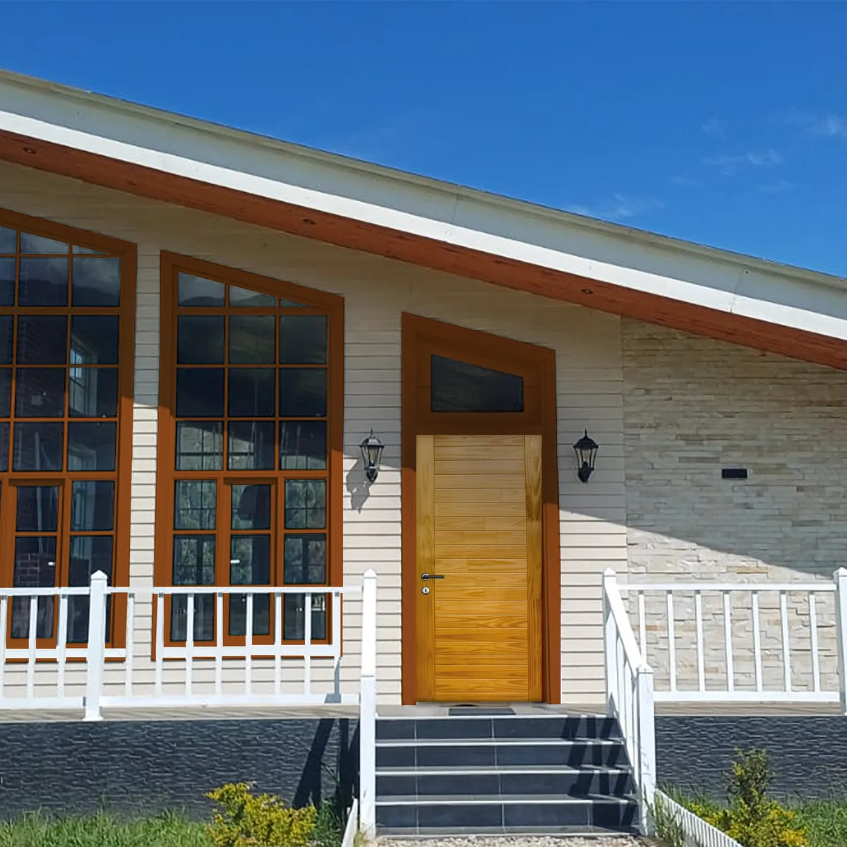 PAMA - Puerta de madera Principal Pino Mach Nat Bisel Imperial 20 Paneles 45x950x2071