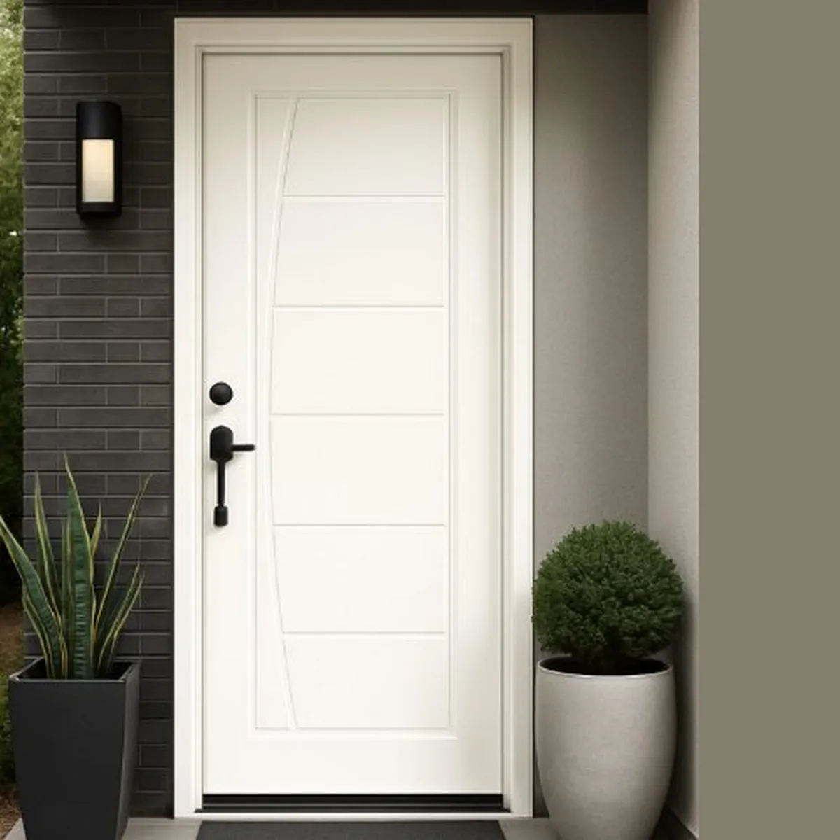 PAMA - Puerta de Madera Principal Pino Sólida Bisel California Blanca